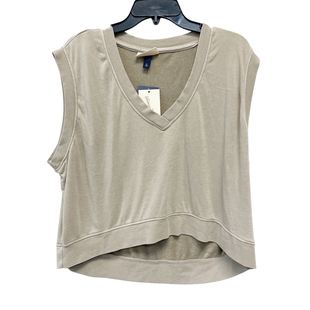 Universal Thread Women's Tan V-Neck Sleeveless Sweatshirt Vest Size XL